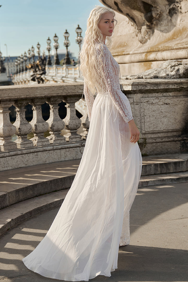 Sleeveless Lace and Silk Long Dress