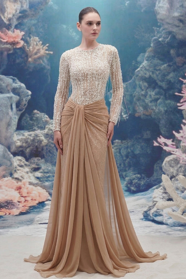 Sleeveless Lace and Silk Long Dress