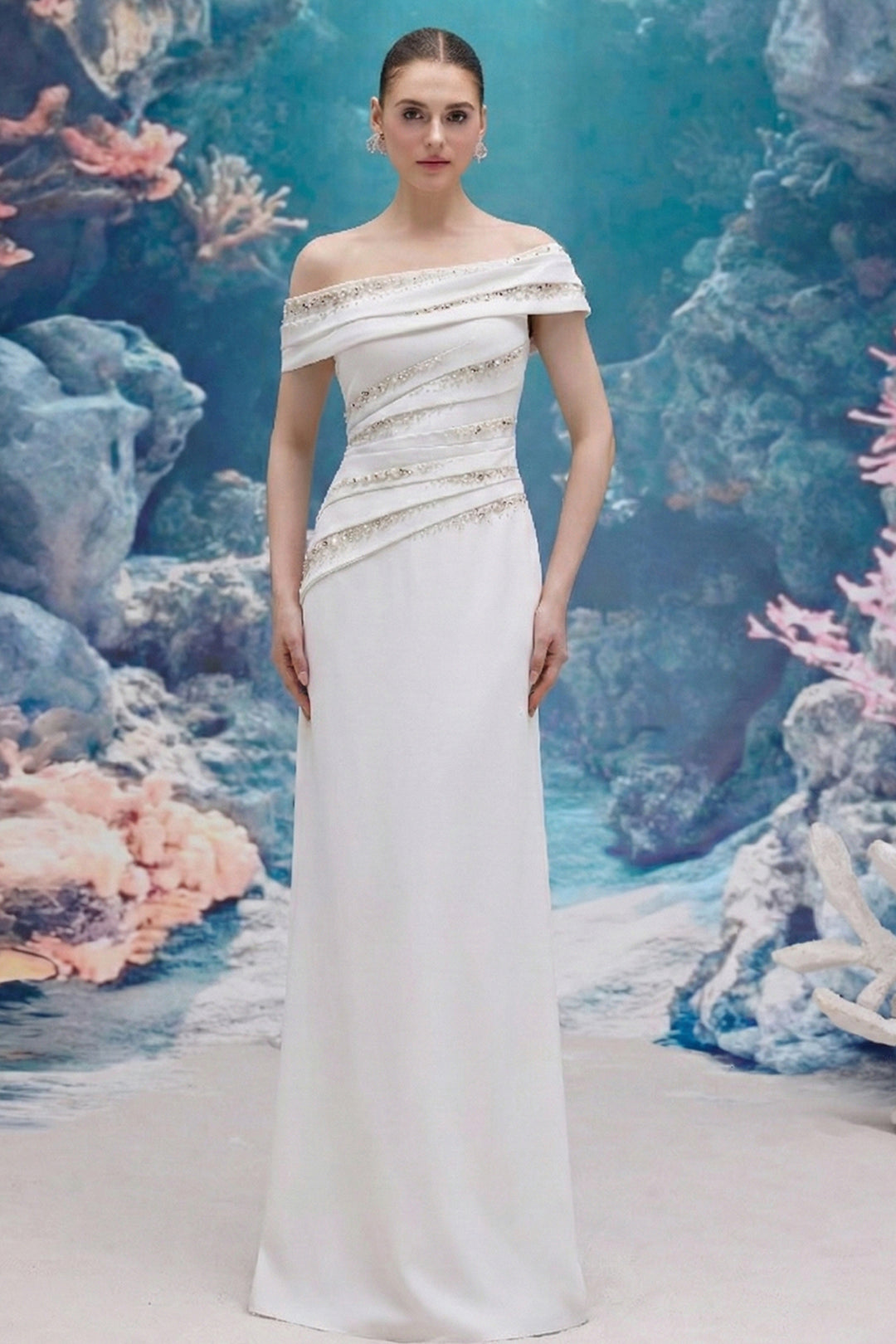 Asymmetrical Draped Taffeta Dress