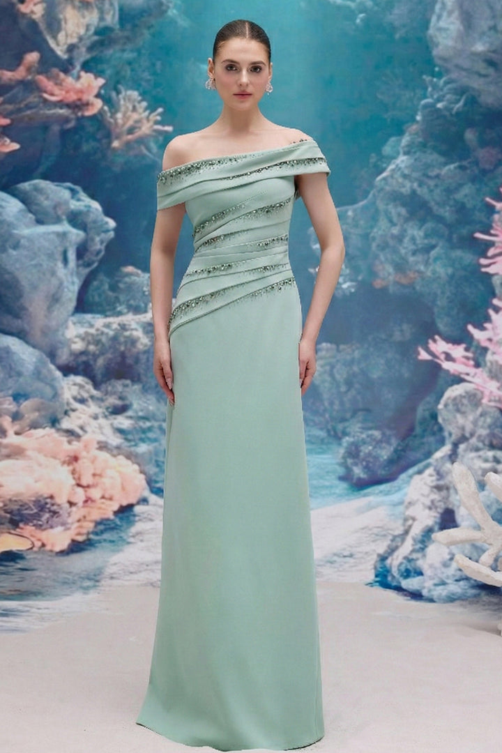Asymmetrical Draped Taffeta Dress
