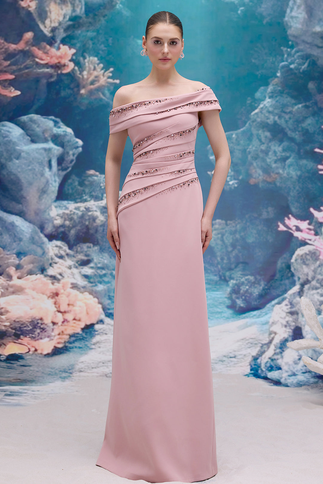 Asymmetrical Draped Taffeta Dress