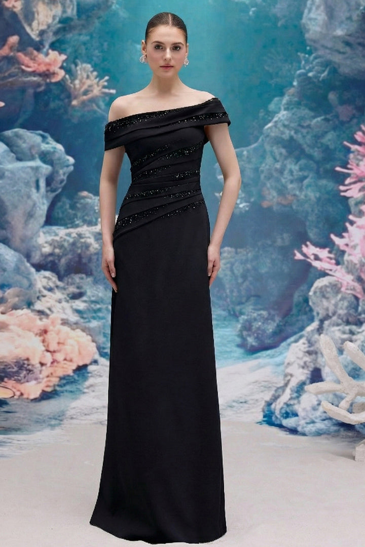 Asymmetrical Draped Taffeta Dress