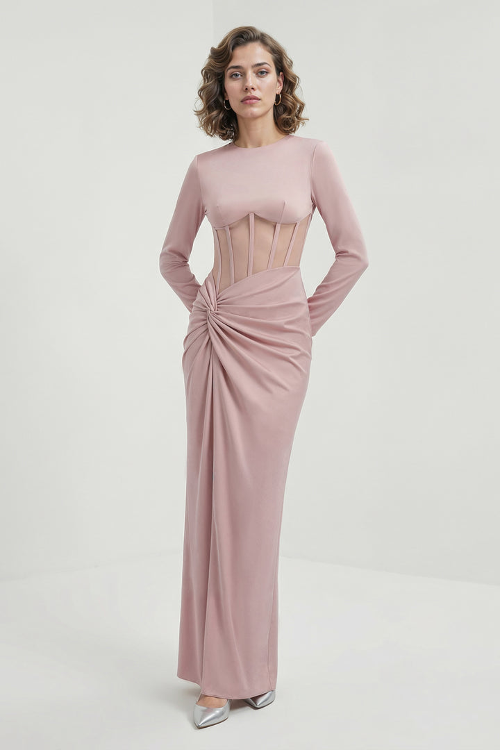 Corset-Bar Knotted Long Dress