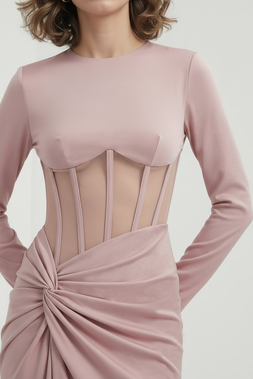 Corset-Bar Knotted Long Dress