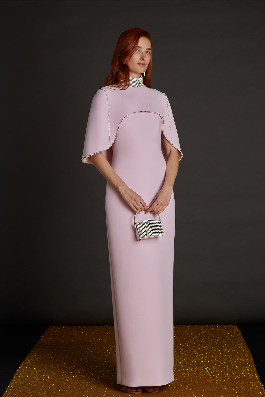 Cape Overlay Crepe Dress Pink / US 18 Cape Overlay Crepe Dress Pink / US 18