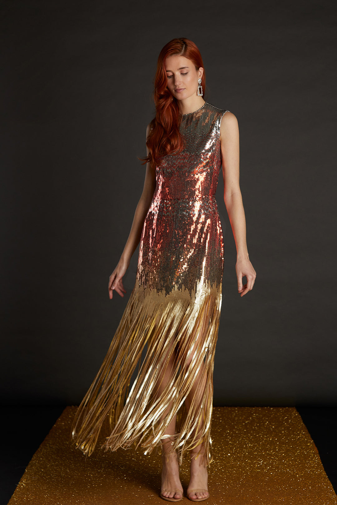 Sequined Dress With Fringes Multicolor / US 16 Sequined Dress With Fringes Multicolor / US 16