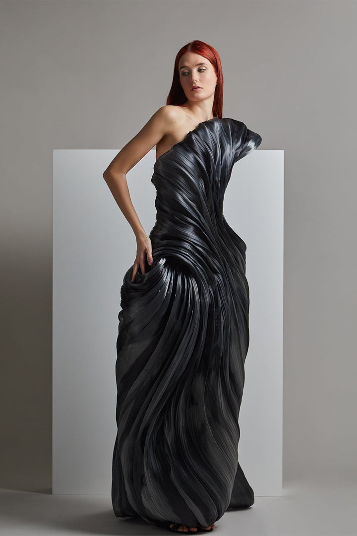 Strapless Puffy Pleated Dress