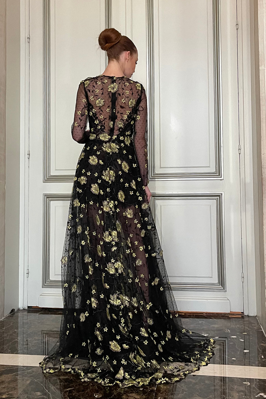 Floral Guipure Long Sleeves Dress Black / FR 34 Floral Guipure Long Sleeves Dress Black / FR 34