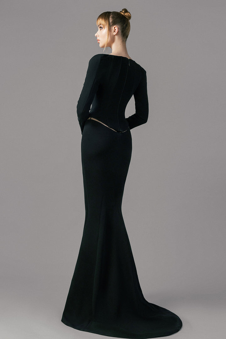 Off-The-Shoulder with Velvet Long Dress