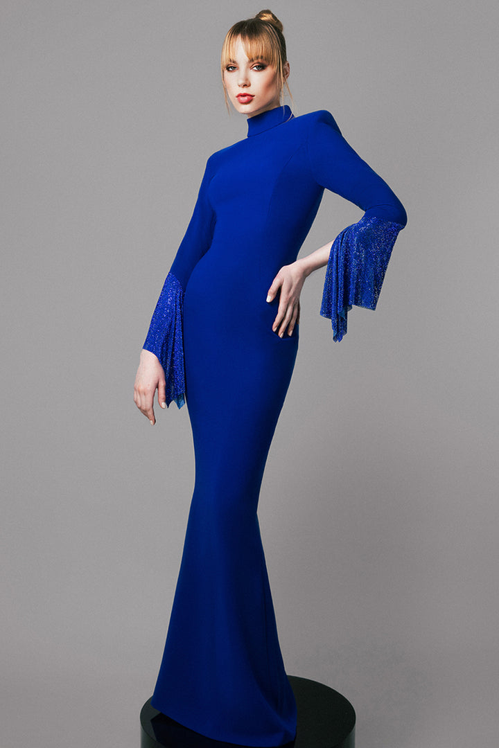 Long-sleeved Mermaid Long Crepe Dress