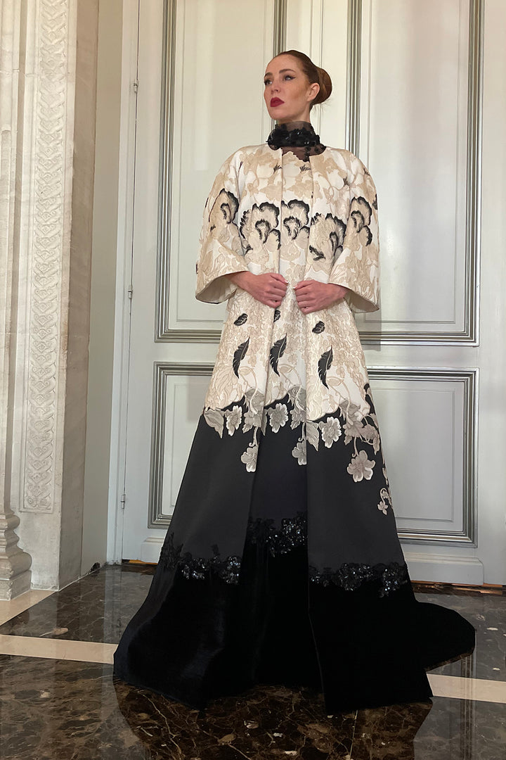 Embroidered Organza Dress with Coat