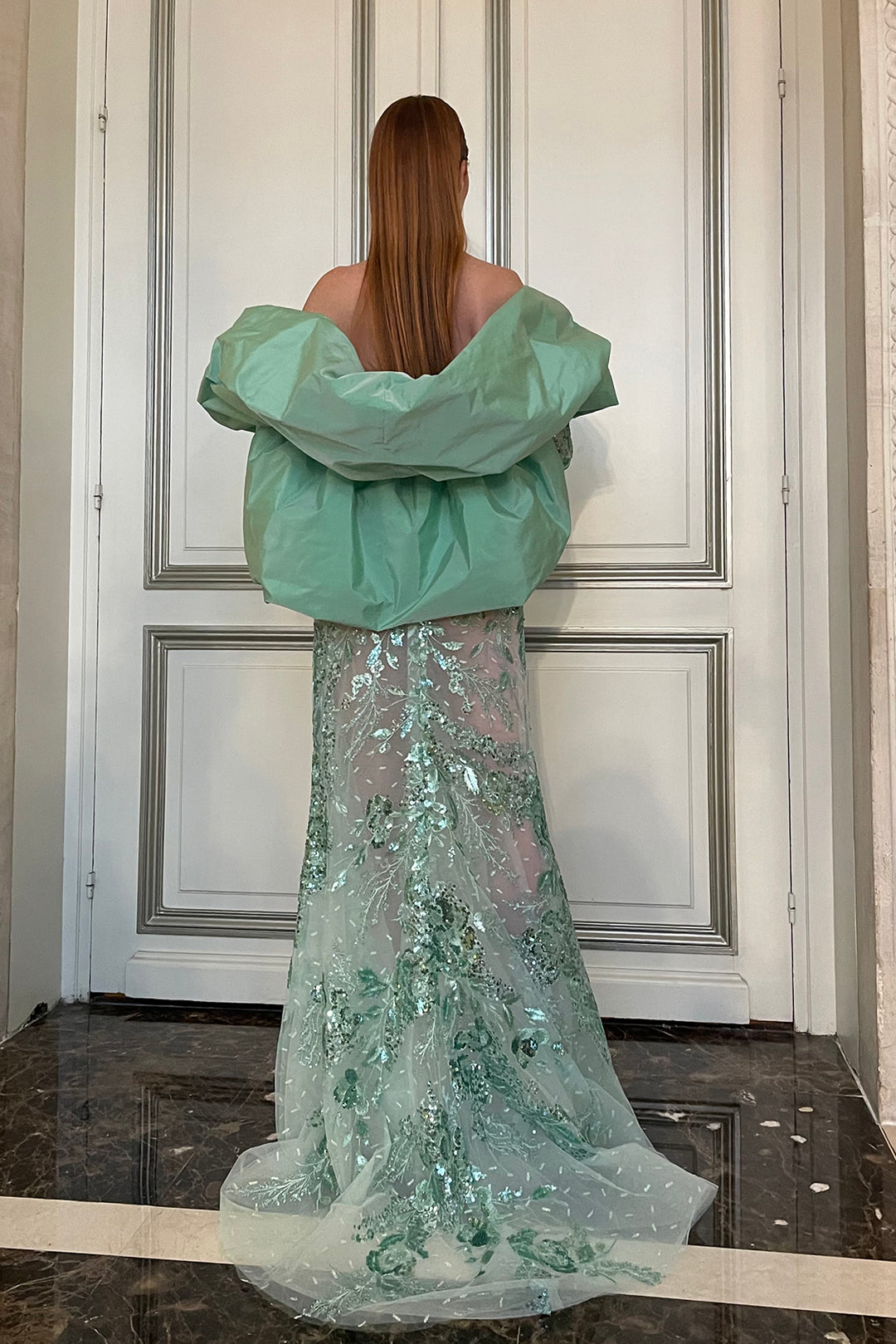 off shoulder dress with shawl Luxury Off Shoulder Cape Sleeve Evening Dress with Scarf SS639