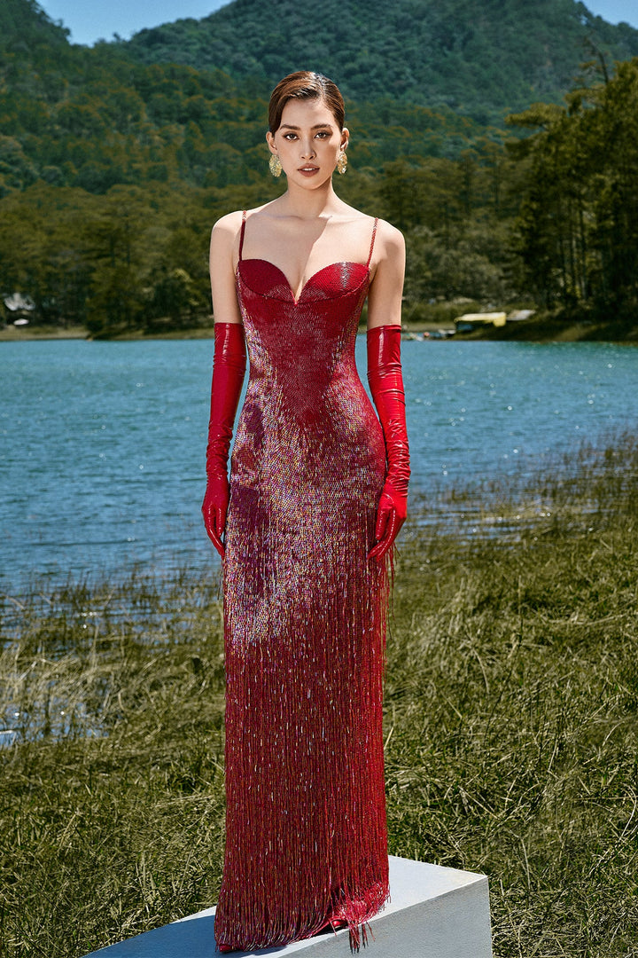 Beaded Red Dress