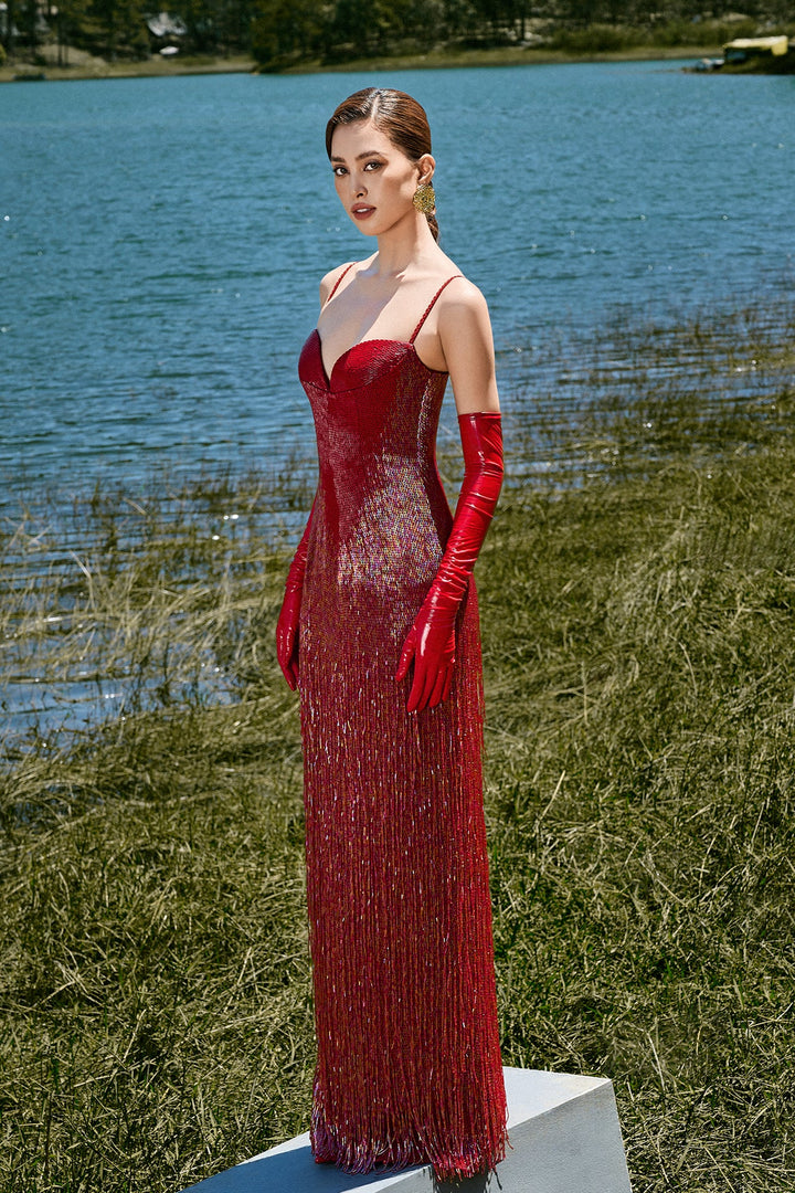 Beaded Red Dress