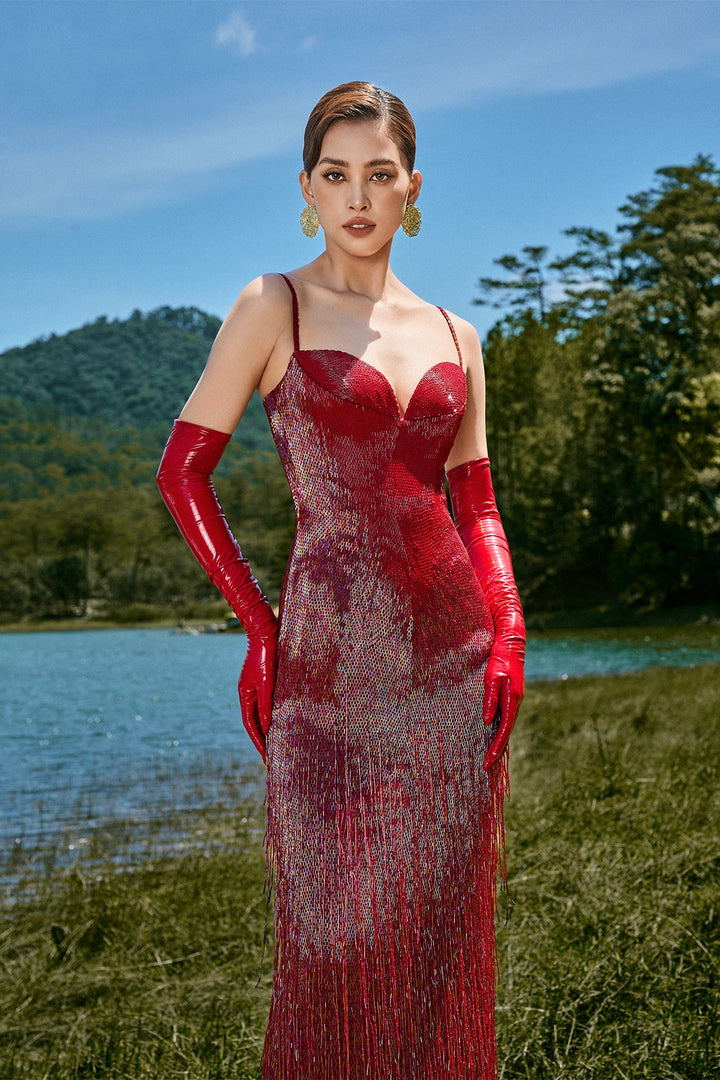 Beaded Red Dress