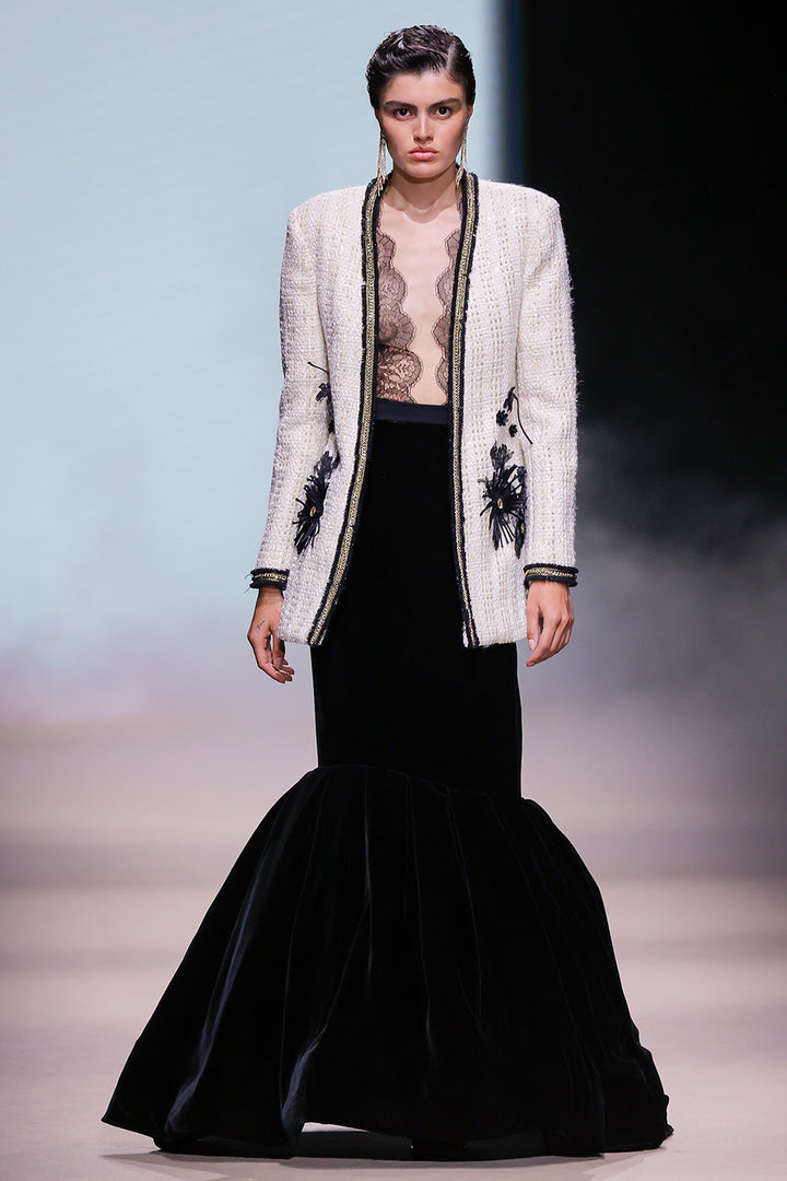 Tweed with Lace and Mermaid Three-Piece Set