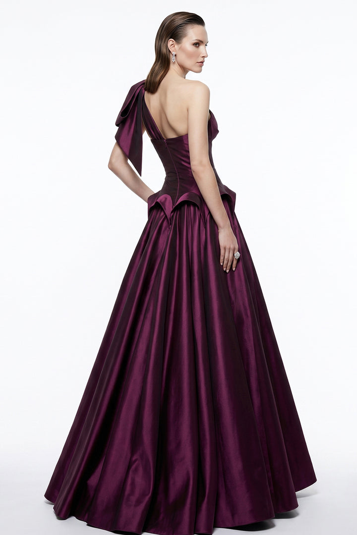 One-Shoulder Bow with A-Line Long Dress