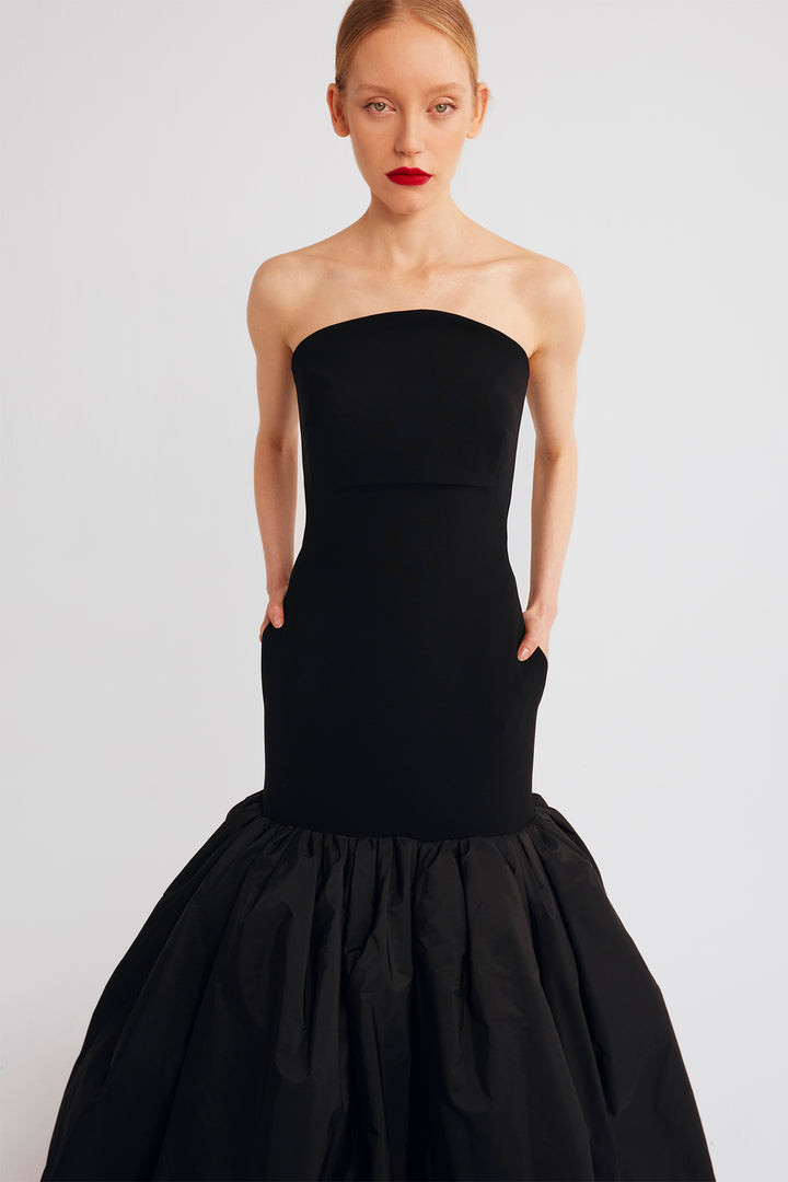 Strapless Mermaid Dress with Dramatic Pleats