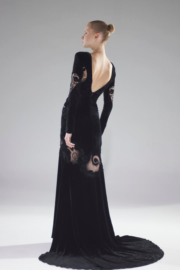 Embroidered Velvet Mermaid Dress