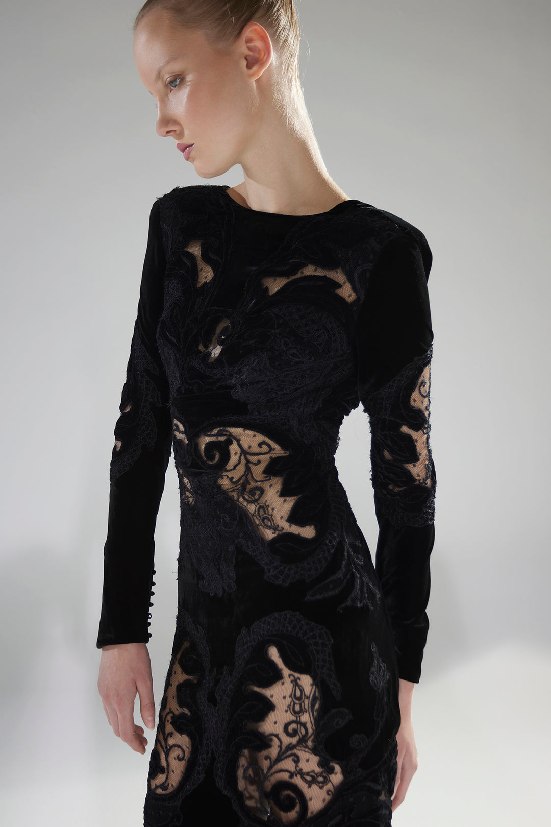 Embroidered Velvet Mermaid Dress