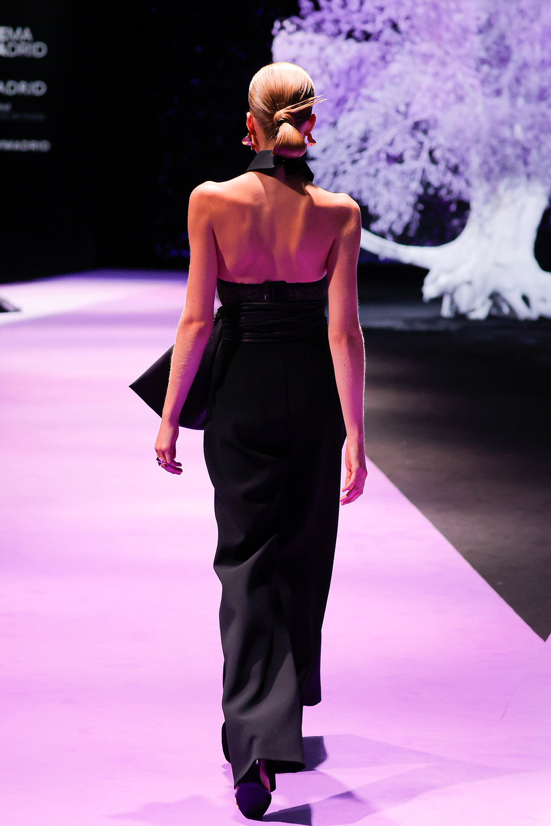 Feathered Trim Top and Floor-Length Trousers