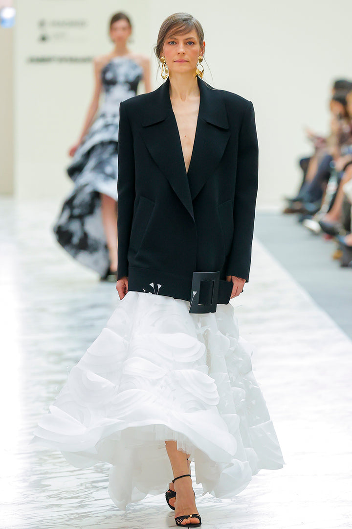 Tailored Mermaid Dress with Blazer-Top