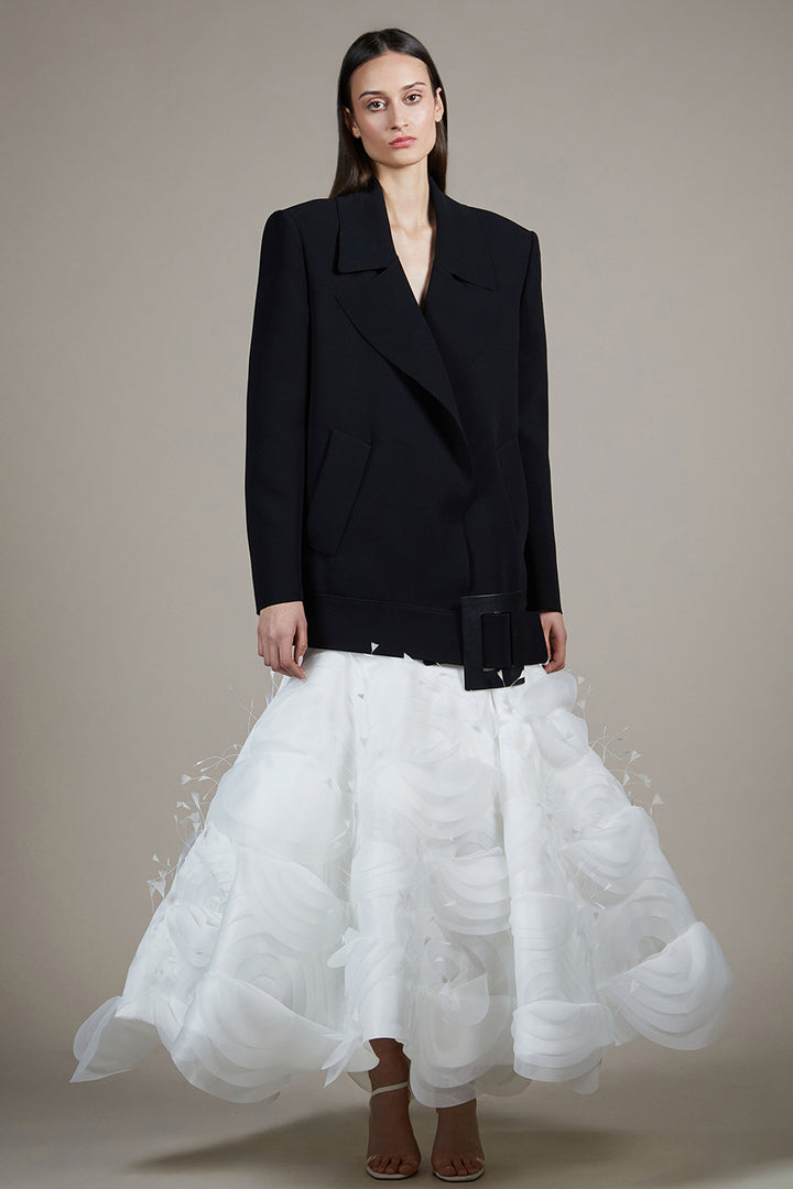 Tailored Mermaid Dress with Blazer-Top
