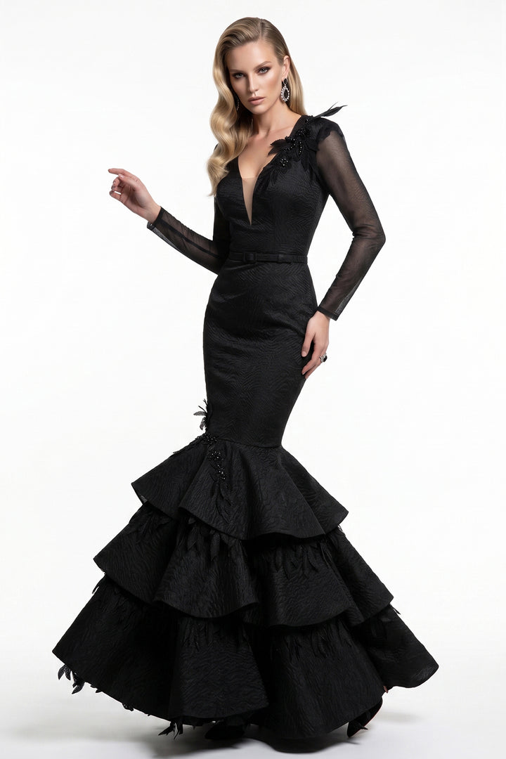 Long Sleeve V-Neck with Mermaid Dress