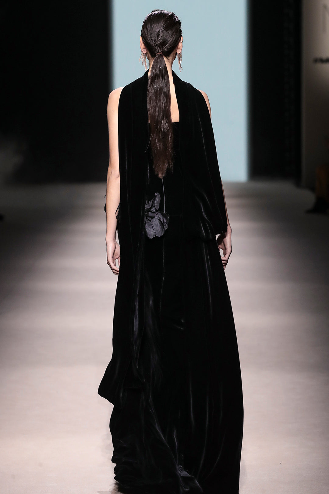 Strapless Floral Appliqué with Column Dress and Cape