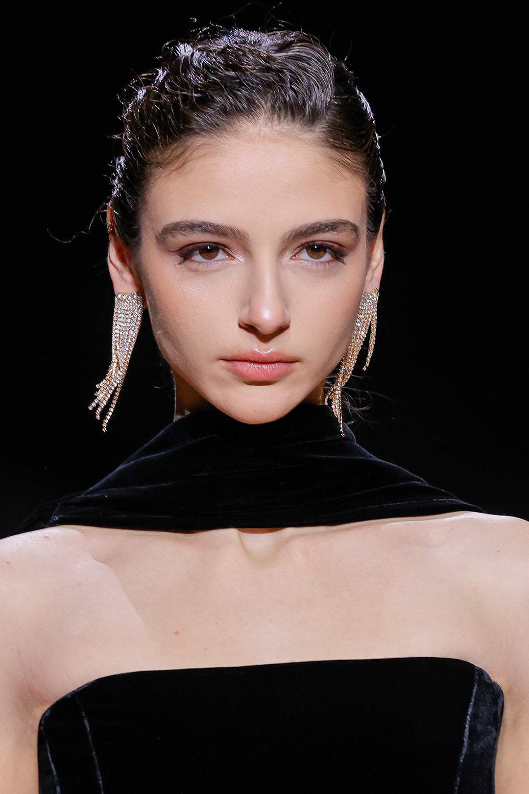 Strapless Floral Appliqué with Column Dress and Cape