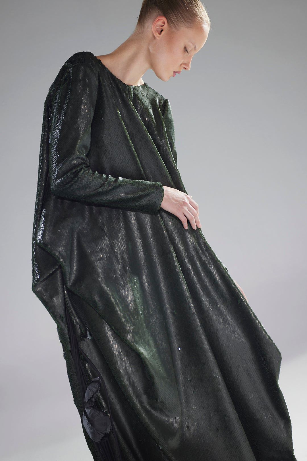 Satin Round-Neckline Dress