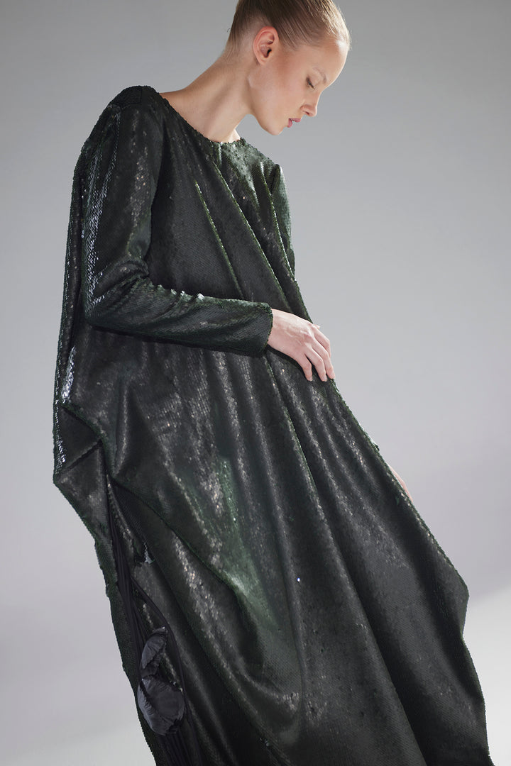 Satin Round-Neckline Dress