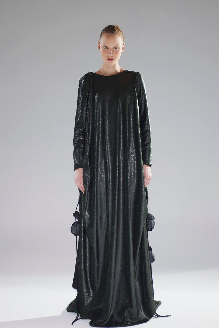 Satin Round-Neckline Dress