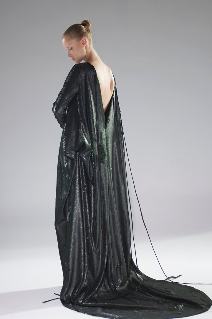 Satin Round-Neckline Dress