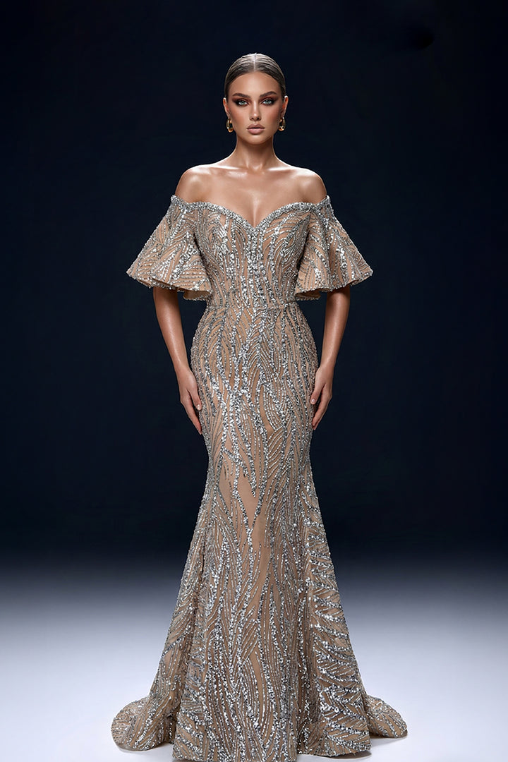 Mermaid Dress with Off-The-Shoulder Neckline