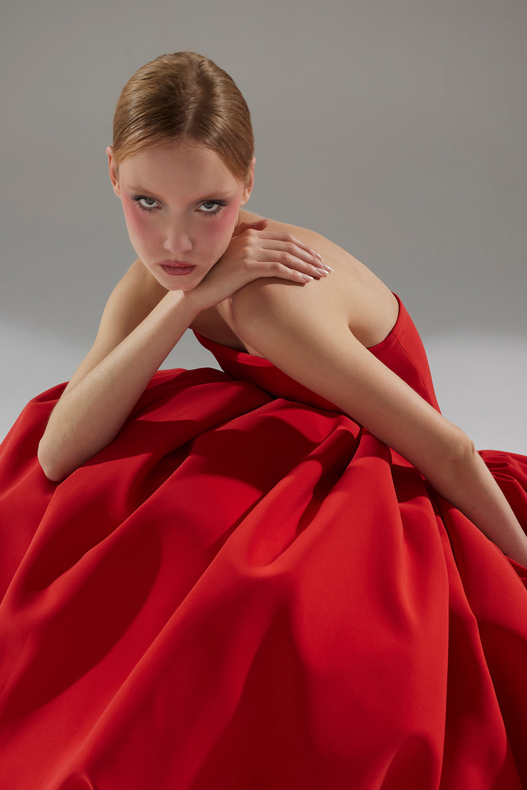 Mikado A-Line Dress with Structured Strapless Bodice