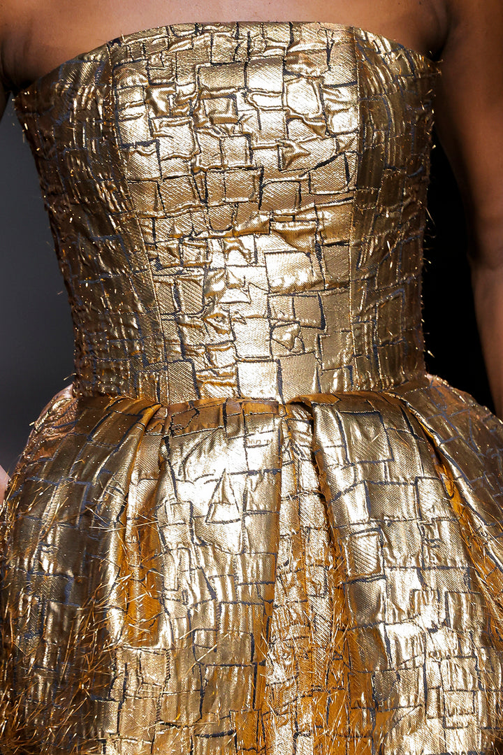 Strapless A-Line Dress with An Architectural Silhouette