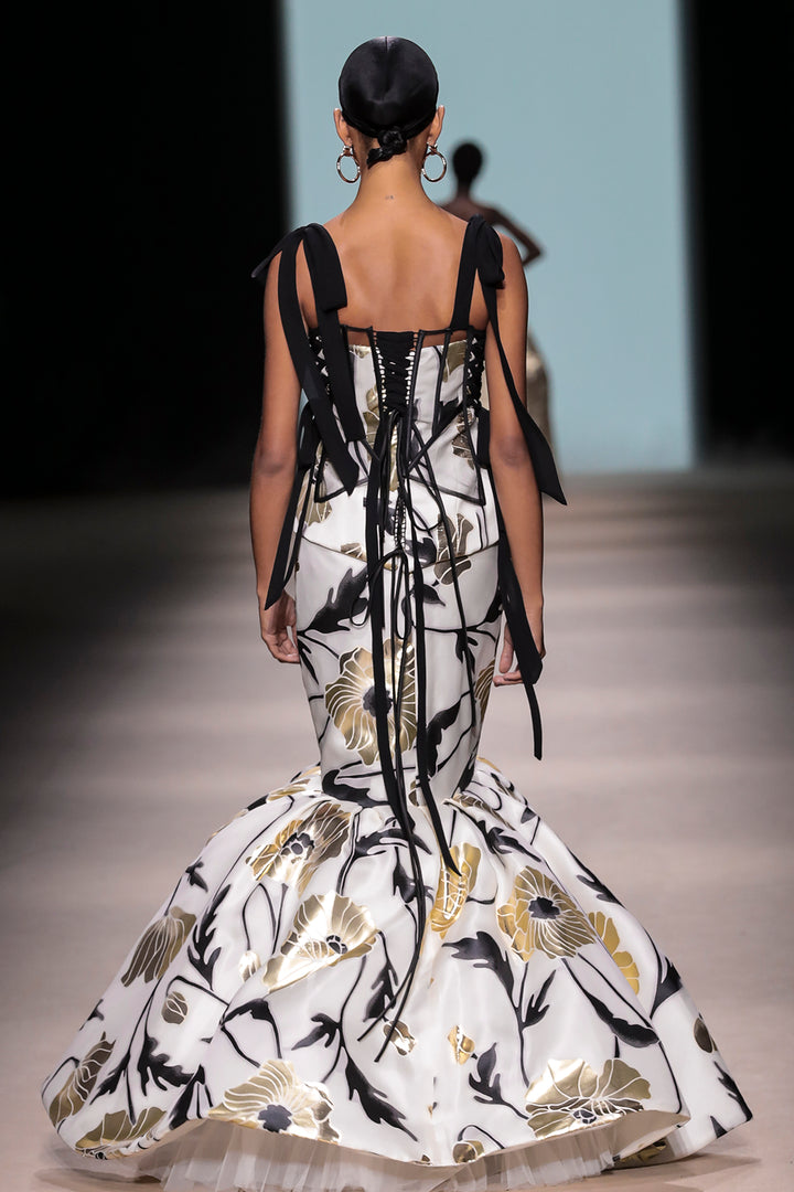 Structured Corset Floral Mermaid Dress