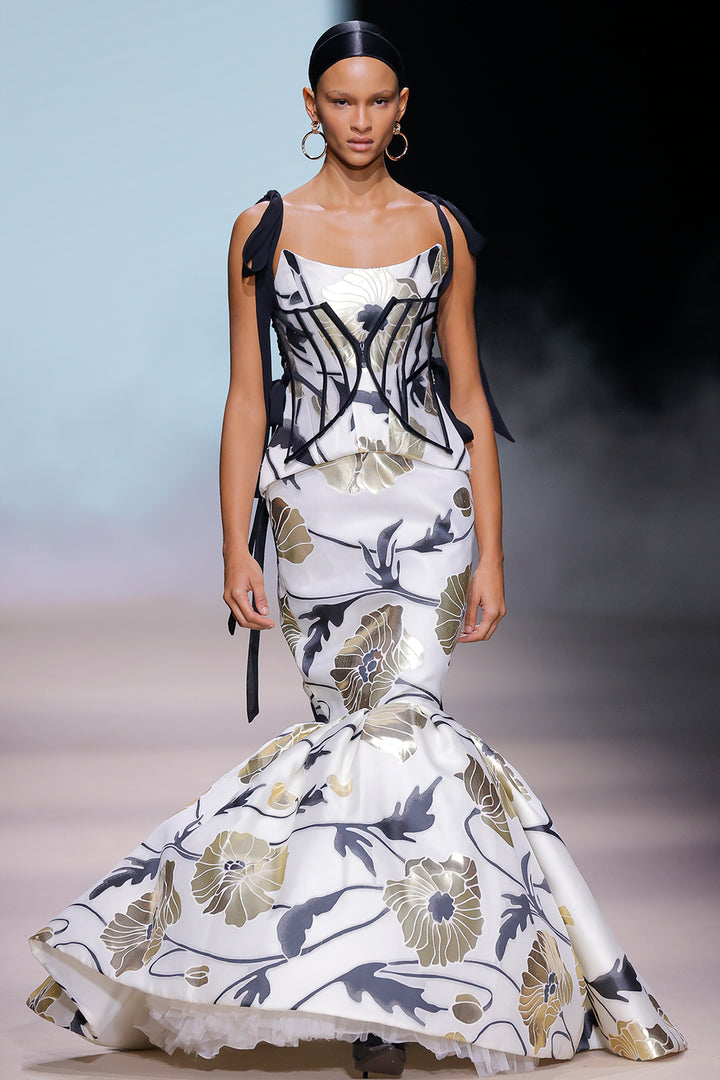 Structured Corset Floral Mermaid Dress