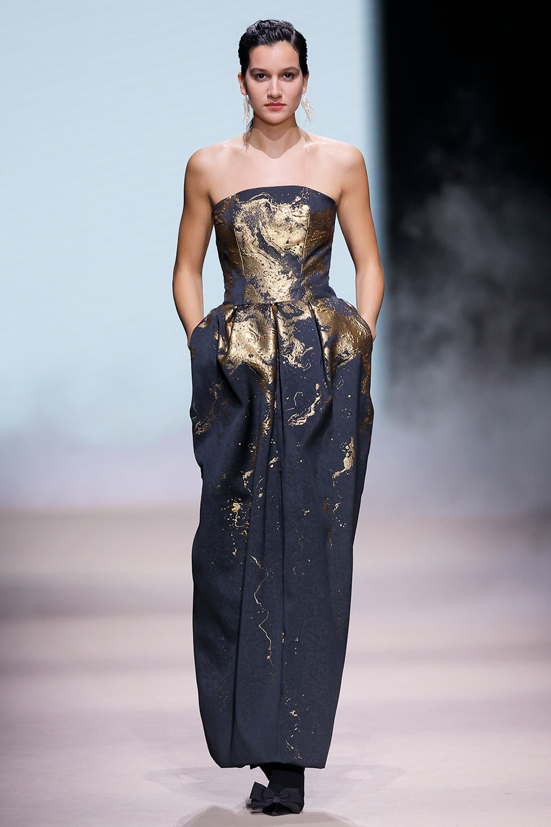 Strapless Architectural A-Line Dress