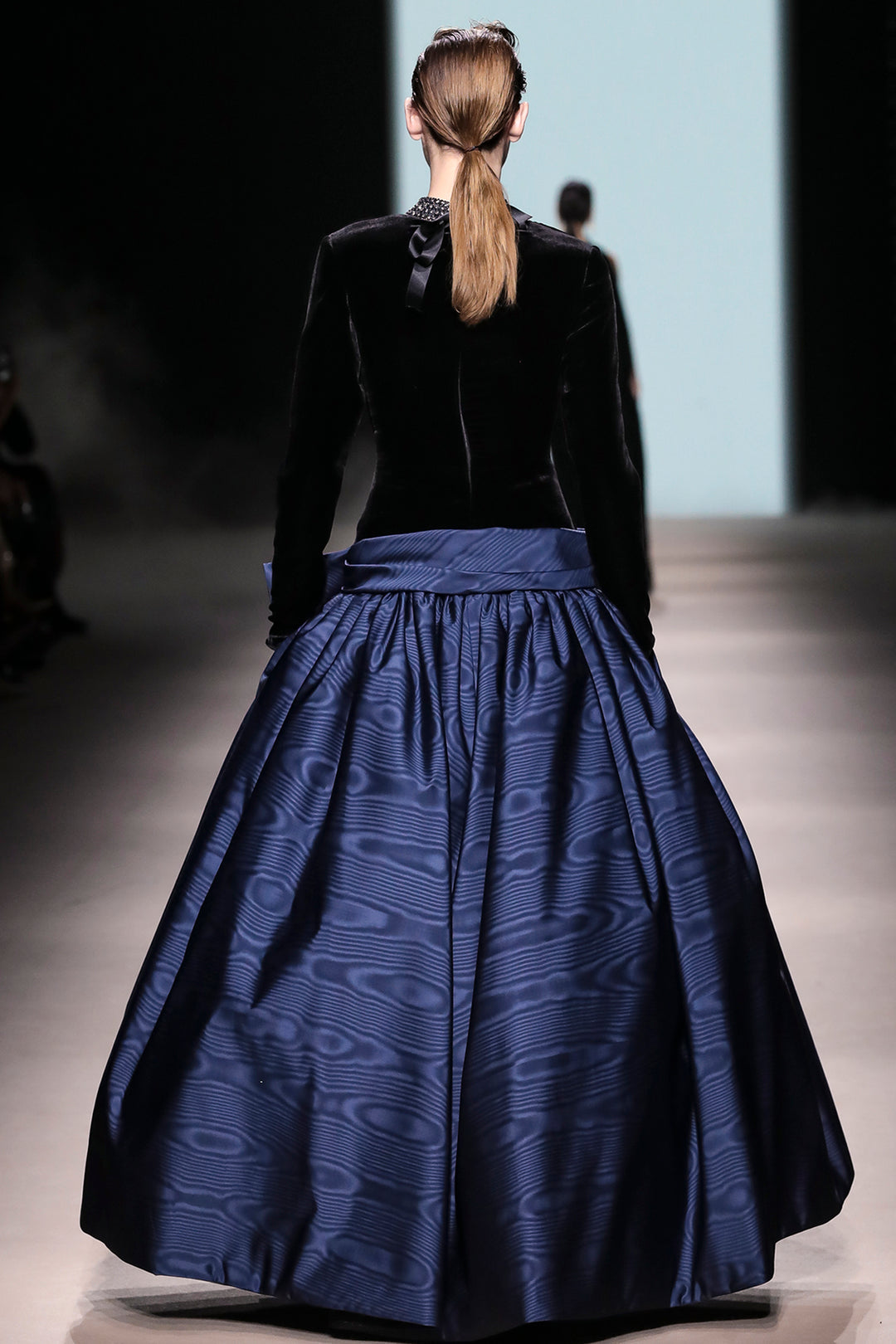 Jewelled High-Neck Velvet Bodice A-Line Dress