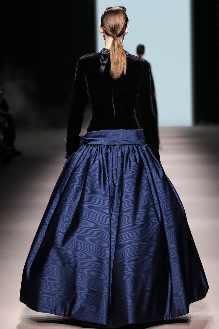 Jewelled High-Neck Velvet Bodice A-Line Dress