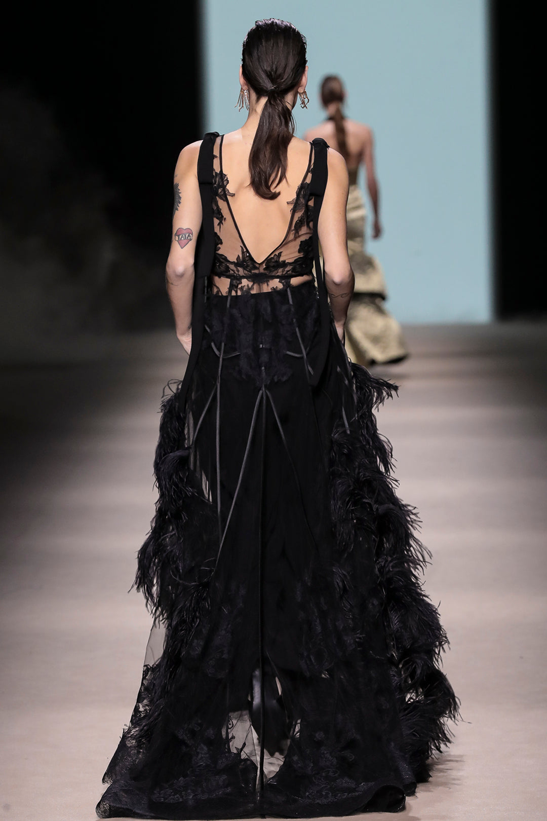 Floral Tulle Lace-Up Corset with Trousers