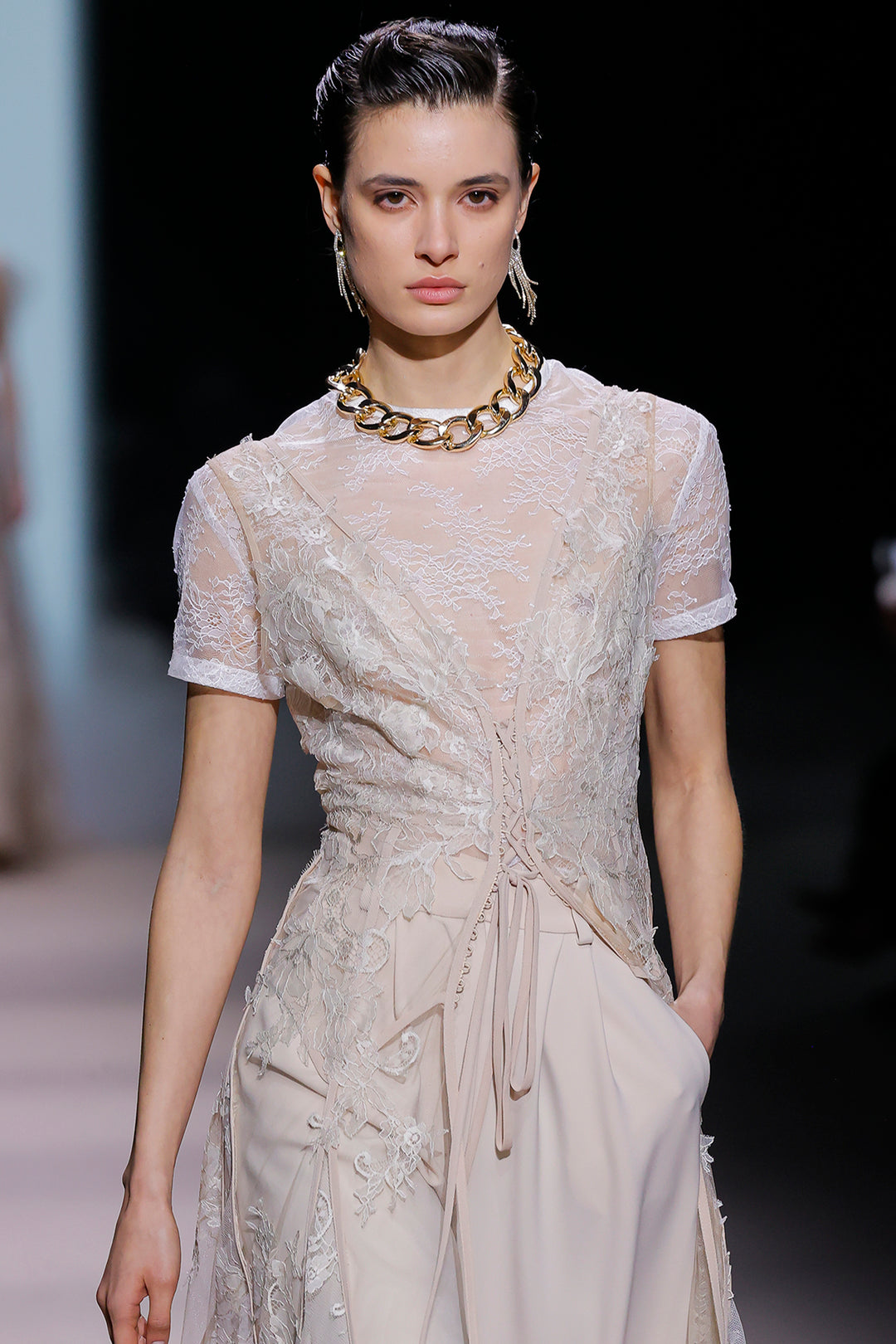 Short Sleeve with Lace Three-Piece Set