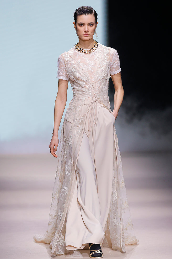 Short Sleeve with Lace Three-Piece Set