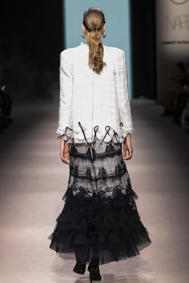 Structured Blouse with Voluminous Skirt