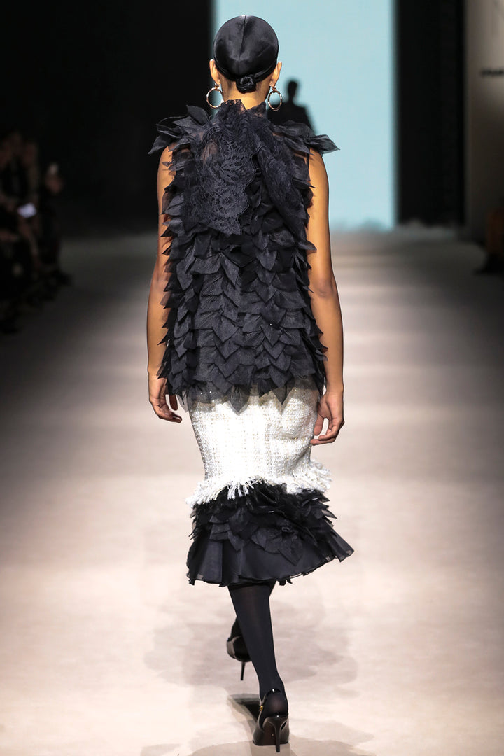 Feather Tulle with Two-Piece Midi Ensemble