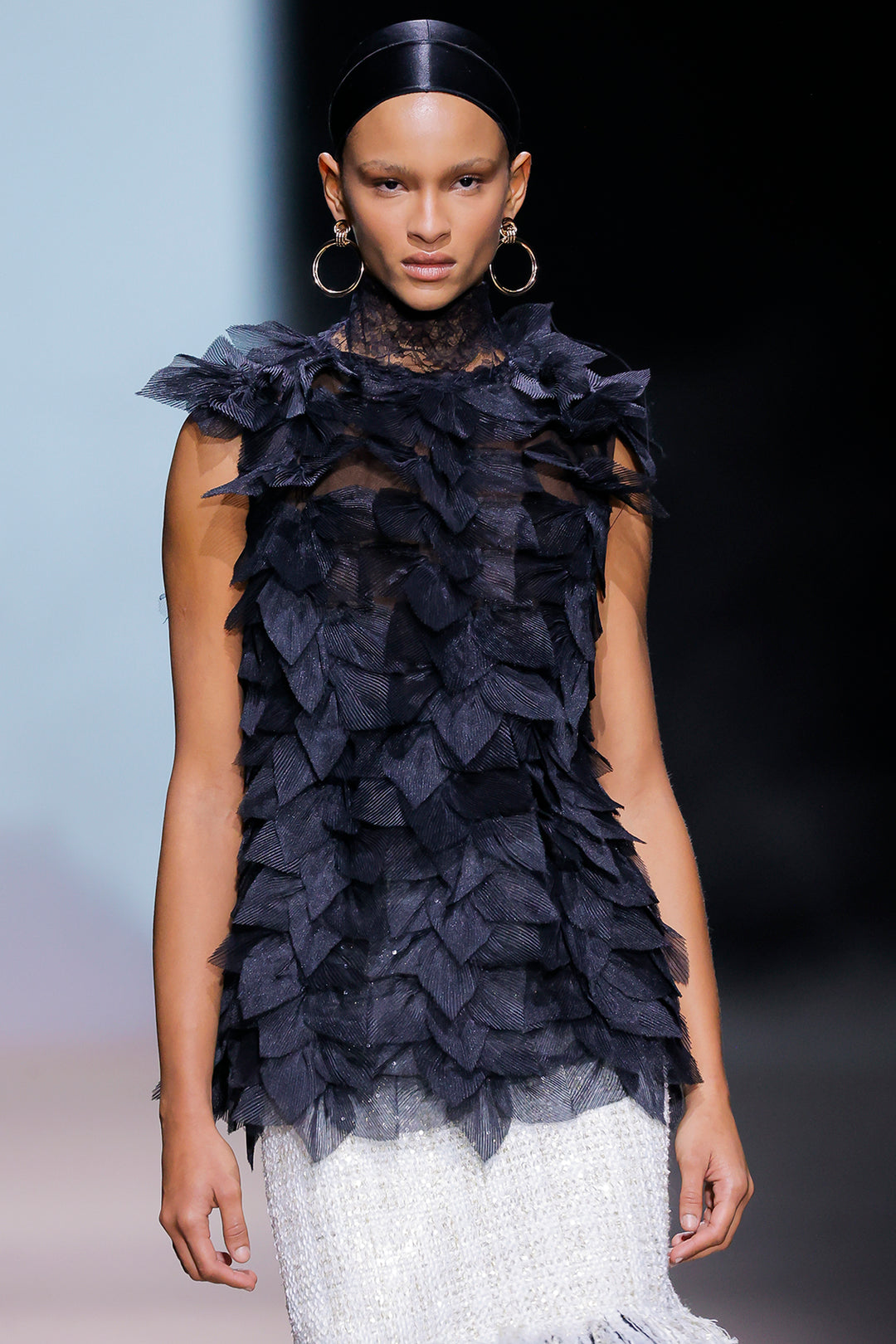 Feather Tulle with Two-Piece Midi Ensemble