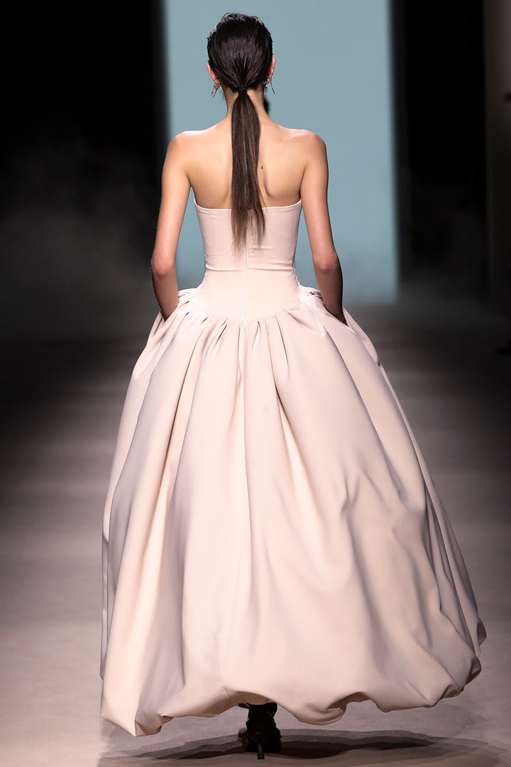Strapless Neckline with A-line Long Dress
