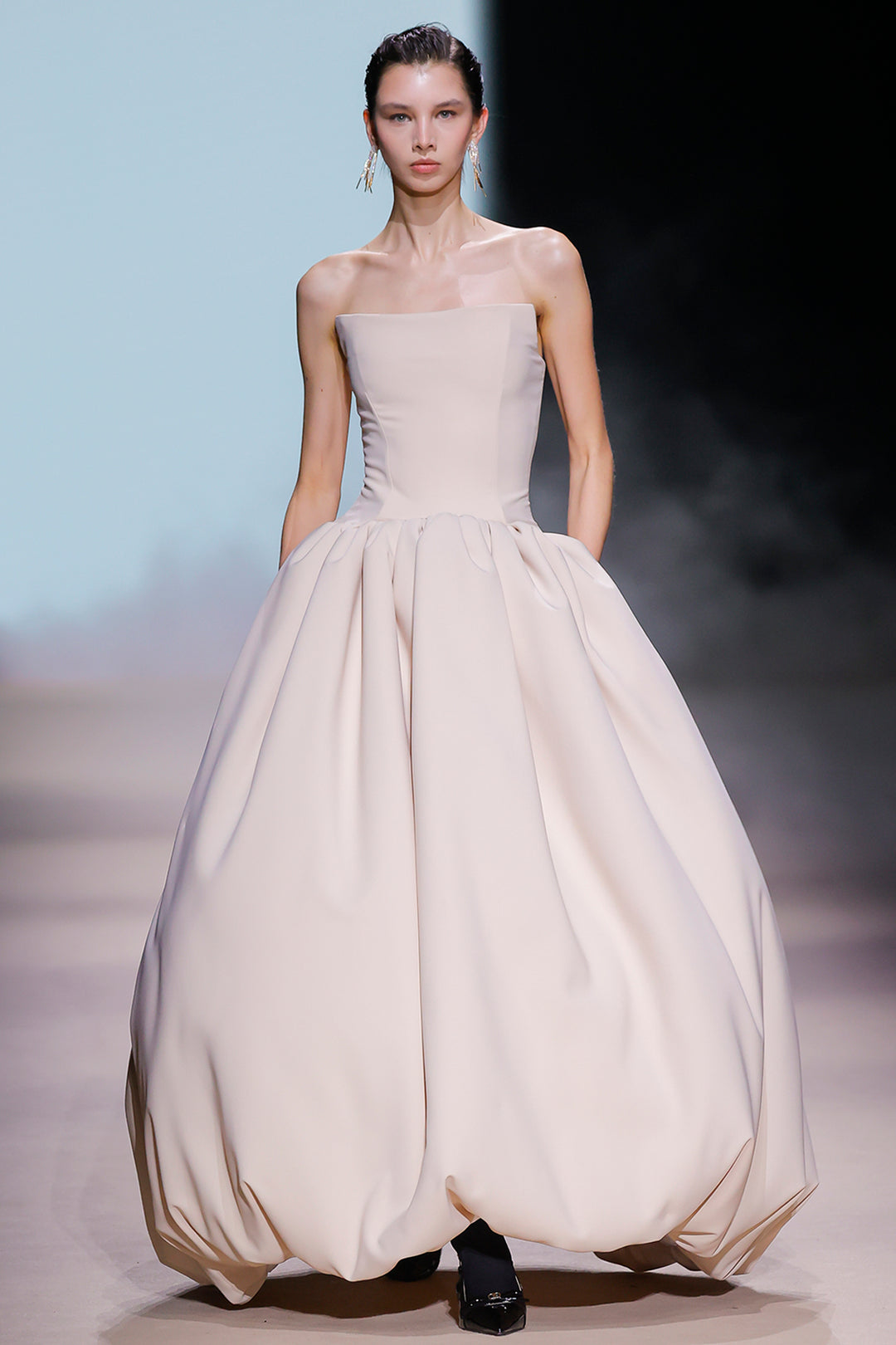 Strapless Neckline with A-line Long Dress